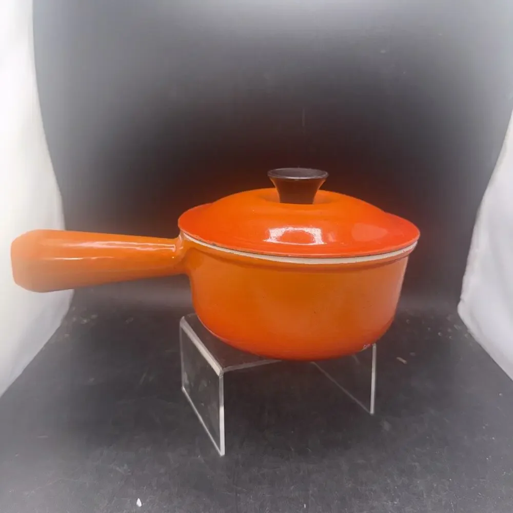 Le Creuset #14 Flame Orange Enameled Cast Iron Saucepan w/Lid Made in France